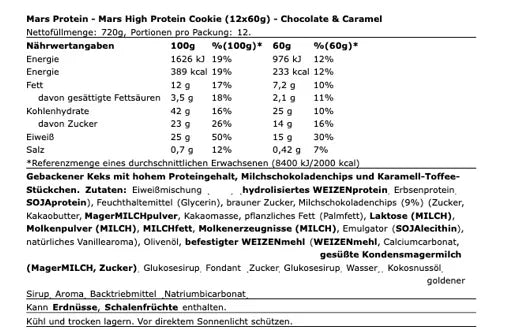 Mars High Protein Cookie 12x60g.