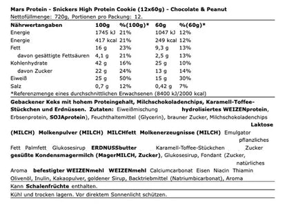 Snickers High Protein Cookie 12x60g.